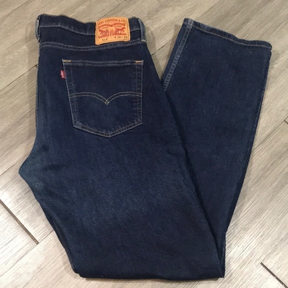 Levi’s 514 Straight Fit Stretch Dark Wash Jeans             size 36z34 - Picture 1 of 12